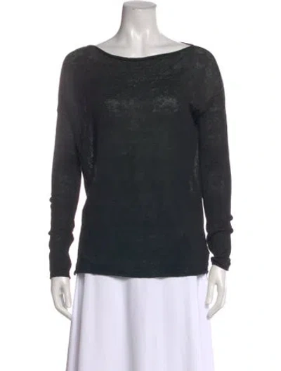 Pre-owned Vince Linen Scoop Neck Sweater In Black