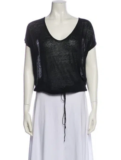 Pre-owned Vince Linen Scoop Neck Sweater In Black