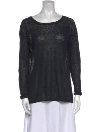 Pre-owned Vince Linen Scoop Neck Sweater In Blue