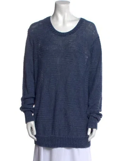 Pre-owned Vince Linen Scoop Neck Sweater In Blue