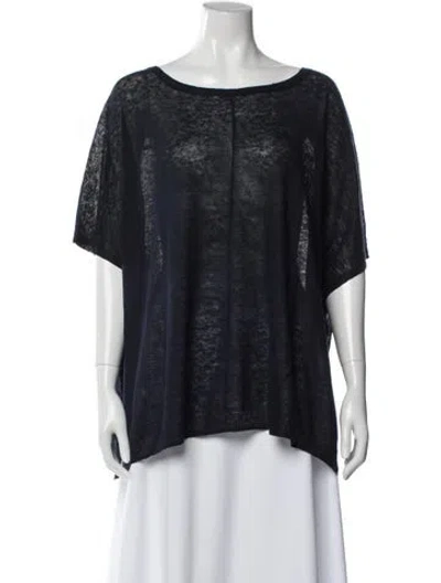 Pre-owned Vince Linen Scoop Neck Sweater In Blue