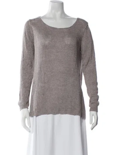 Pre-owned Vince Linen Scoop Neck Sweater In Gray