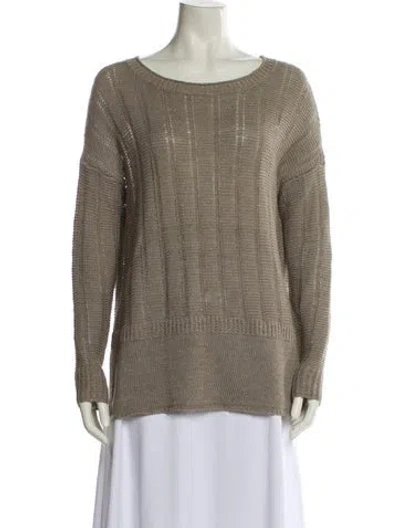 Pre-owned Vince Linen Scoop Neck Sweater In Neutral