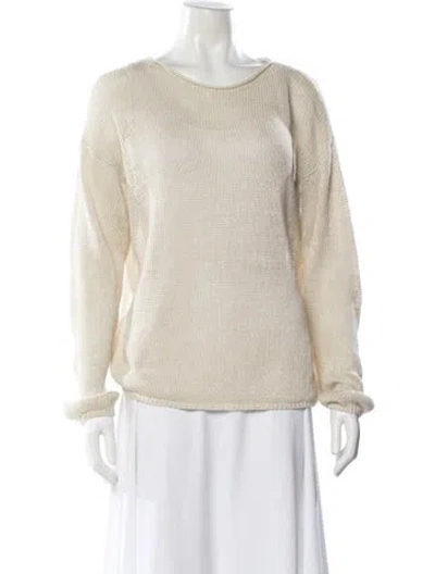 Pre-owned Vince Linen Scoop Neck Sweater In Neutral