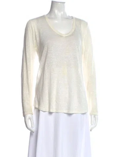 Pre-owned Vince Linen Scoop Neck Sweater In White