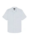 Vince Linen Short Sleeve Shirt In Baby Blue
