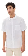 Vince Classic Fit Short Sleeve Linen Blend Button-up Shirt In White