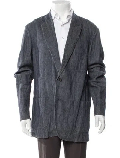 Pre-owned Vince Linen Sport Coat In Blue