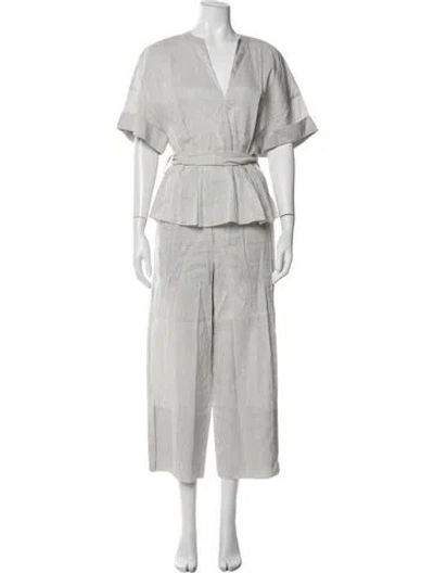 Pre-owned Vince Linen Striped Pant Set In Neutral