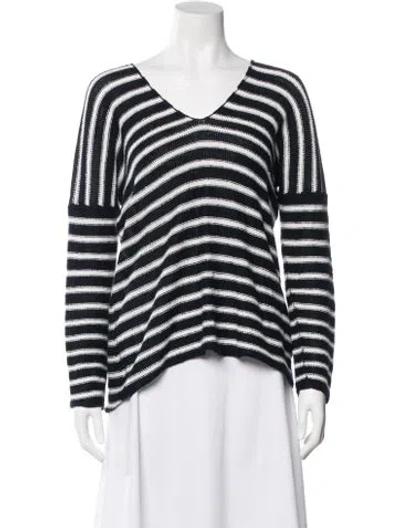 Pre-owned Vince Linen Striped Sweater In Blue