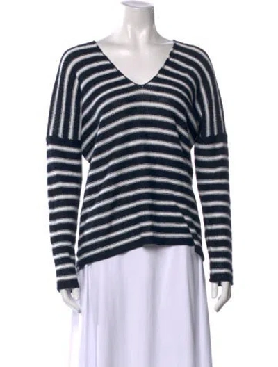 Pre-owned Vince Linen Striped Sweater In Blue