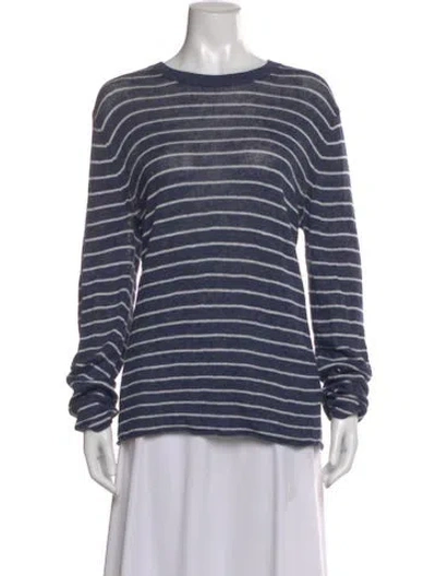 Pre-owned Vince Linen Striped Sweater In Blue