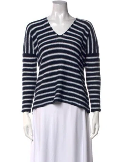Pre-owned Vince Linen Striped Sweater In Blue