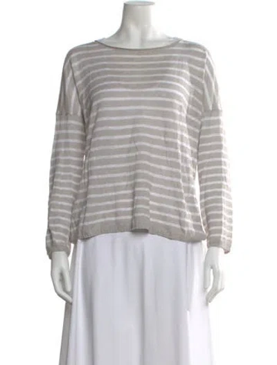 Pre-owned Vince Linen Striped Sweater In Gray