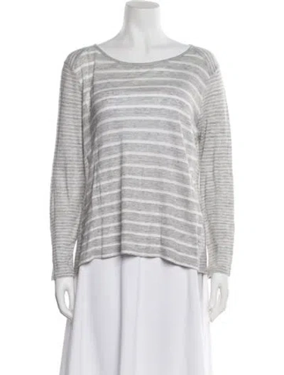 Pre-owned Vince Linen Striped Sweater In Green