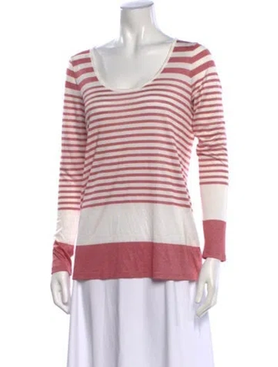 Pre-owned Vince Linen Striped Sweater In Pink