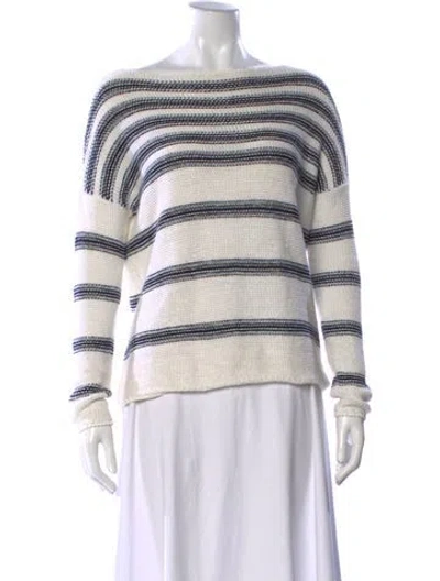 Pre-owned Vince Linen Striped Sweater In White