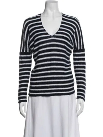 Pre-owned Vince Linen Striped Sweater In White