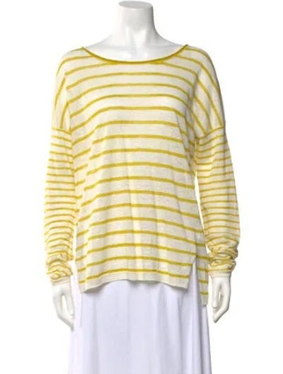 Pre-owned Vince Linen Striped Sweater In Yellow