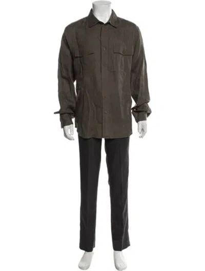 Pre-owned Vince Linen Utility Jacket In Green