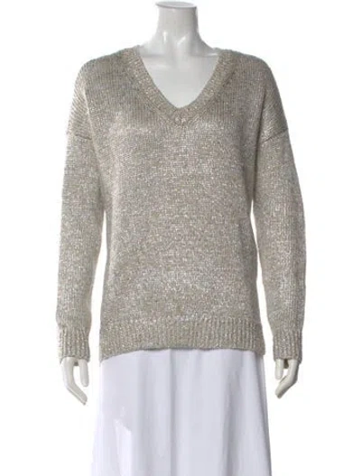 Pre-owned Vince Linen V-neck Sweater