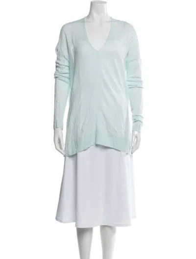 Pre-owned Vince Linen V-neck Sweater In Blue