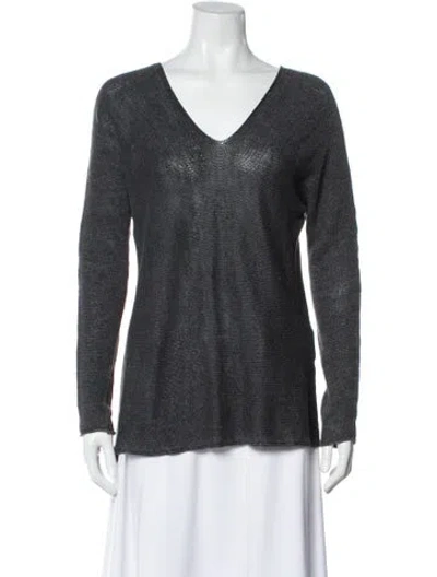 Pre-owned Vince Linen V-neck Sweater In Gray