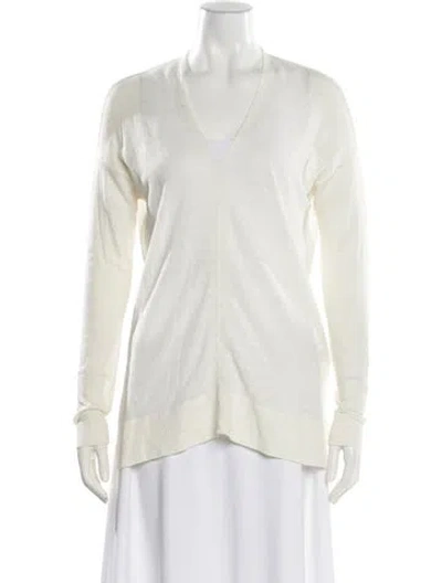 Pre-owned Vince Linen V-neck Sweater In Neutral