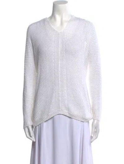 Pre-owned Vince Linen V-neck Sweater In Neutral