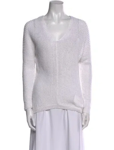 Pre-owned Vince Linen V-neck Sweater In Neutral