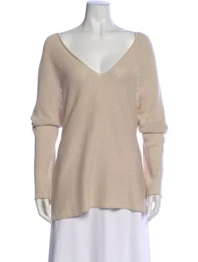 Pre-owned Vince Linen V-neck Sweater In Neutral