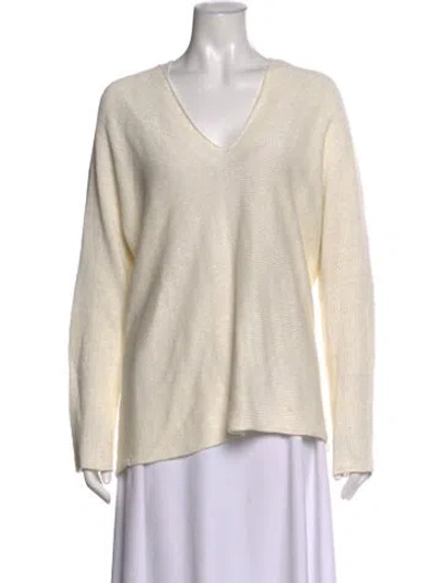 Pre-owned Vince Linen V-neck Sweater In Neutrals