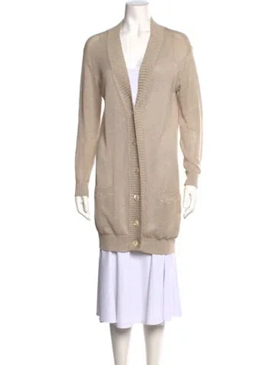 Pre-owned Vince Linen V-neck Sweater In Neutrals