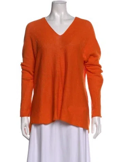 Pre-owned Vince Linen V-neck Sweater In Orange