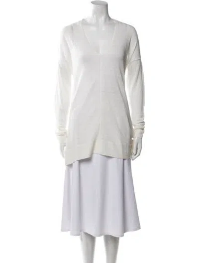 Pre-owned Vince Linen V-neck Sweater In White