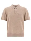 Vince Pocketed Polo With Ribbed Collar And Sleeves In Neutral