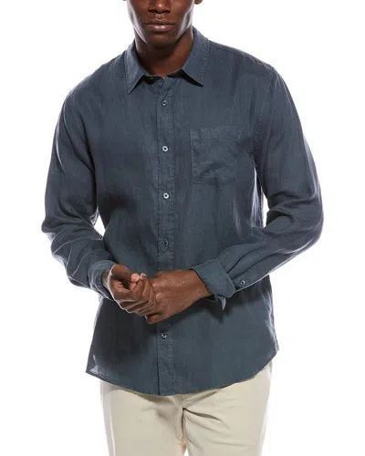Vince Linen Woven Shirt In Blue