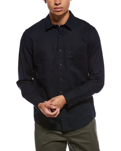 Vince Linen-blend Button-down Shirt In Black