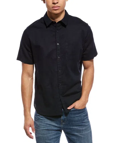 Vince Linen-blend Button-down Shirt In Blue