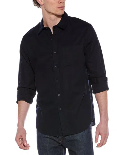 Vince Linen-blend Button-down Shirt In Black