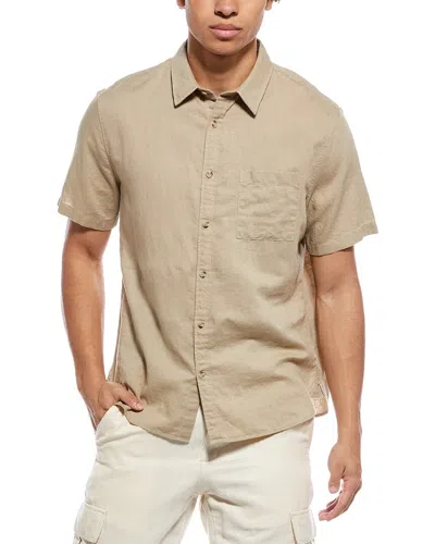 Vince Linen-blend Button-down Shirt In Neutral