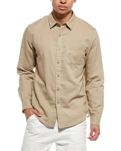 Vince Linen-blend Button-down Shirt In Neutral