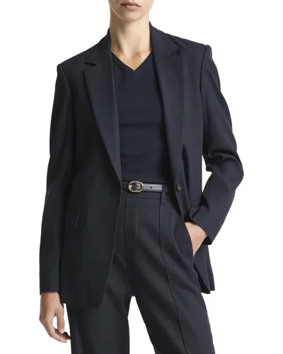 Vince Linen-blend Single Breasted Blazer In 403cbl-coastal Blue