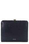 Vince Lizard Embossed Leather Frame Wallet In Black
