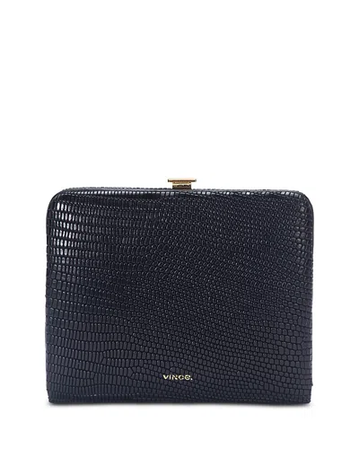 Vince Lizard-embossed Leather Frame Wallet In Black