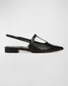 Vince Lliana Leather T-strap Ballerina Flats In Black Leather