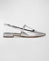 VINCE ILIANA METALLIC T-STRAP BALLERINA FLATS