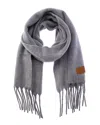 Vince Lofty Solid Leather-trim Wool & Alpaca-blend Scarf In Gray