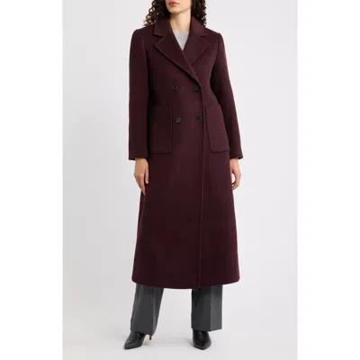Vince Long Double Breasted Wool & Cashmere Blend Maxi Coat In Brown