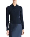 Vince Long-sleeve Faux-wrap Top In Coastal Blue